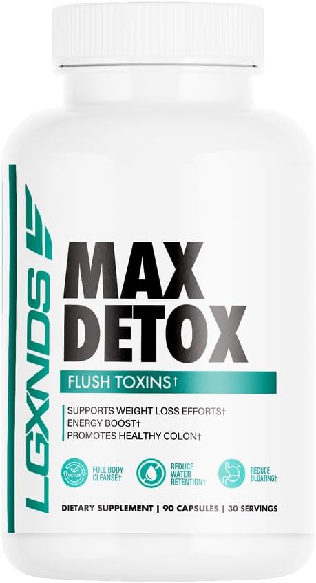 Max Detox – Full Body Cleanse, Reduce Water Retention, Reduce Bloating Dietary Supplement - 60 Capsules, 30 Servings