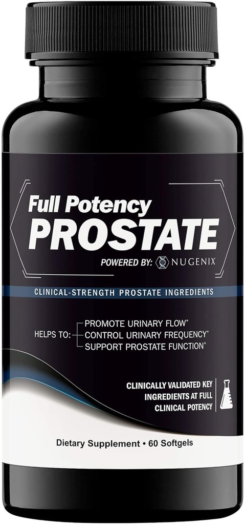 Nugenix Full Potency Prostate - Prostate Support Supplement voor de gezondheid van mannen, Clinical-Strength, Saw Palmetto, Urinestroom en frequentie verhogen, en ondersteuning Prostaatfunctie, 60 capsules