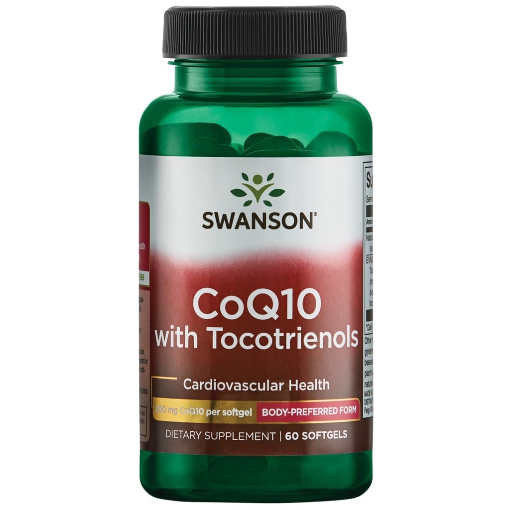 Swanson Coq10 200 Milligrammen w/20 Milligrammen Tocotrienolen 200 Milligrammen 60 Sgels