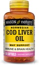 MASON NATURAL Cod Liver Oil Plus Vitamin A & D3 - Healthy Heart and Brain Function, Improved Immunity, Supports Overall Health, 100 Softgels