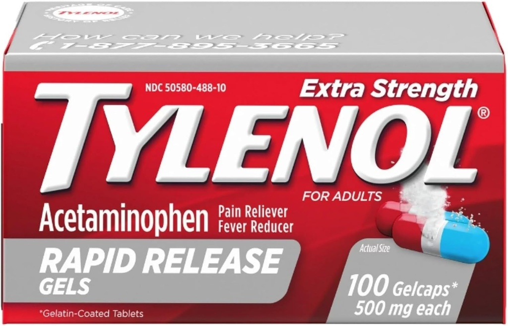 Tylenol Extra Strength Rapid Release Gelcaps, 100 Telflessen (verpakking van 2)