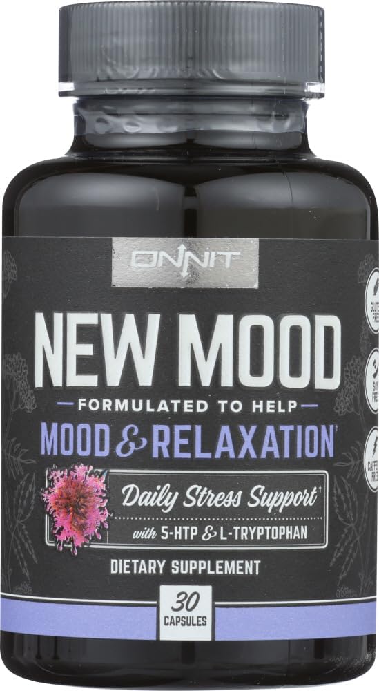 Onnit New Mood Dieetsupplement, Mood & Relaxatie, dagelijkse stress ondersteuning, Glutenvrij, 30 capsules