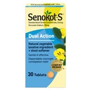 Senokot-S Dual Action Natuurlijke plantaardige Laxatieve Ingrediënt Plus Stool Softener Tablets, Docusaat Natrium, Senna Concentrate, Voorzichtig, Overnachting verlichting van incidentele constipatie, 30 ct