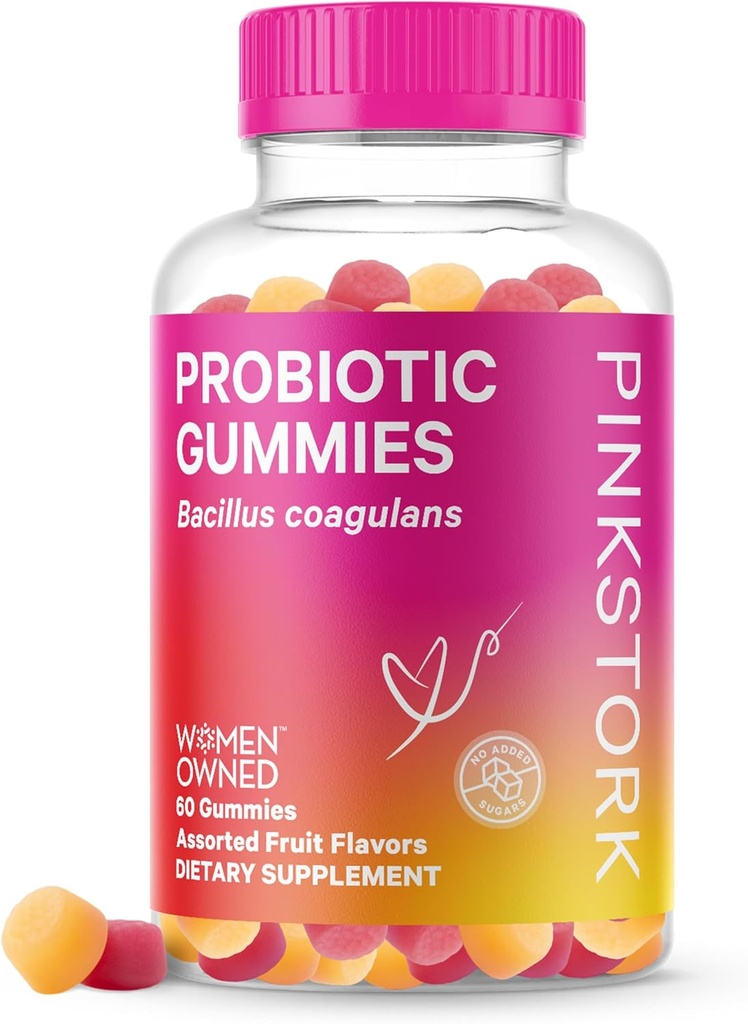 Pink Stork Probiotic Gummies for Prenatal & Postnatal Women - Probiotics for Digestion, Morning Sickness, pH Balance, Gut Health, Immune Support - 60 Sugar-Free Probiotics - 5 Billion CFUs