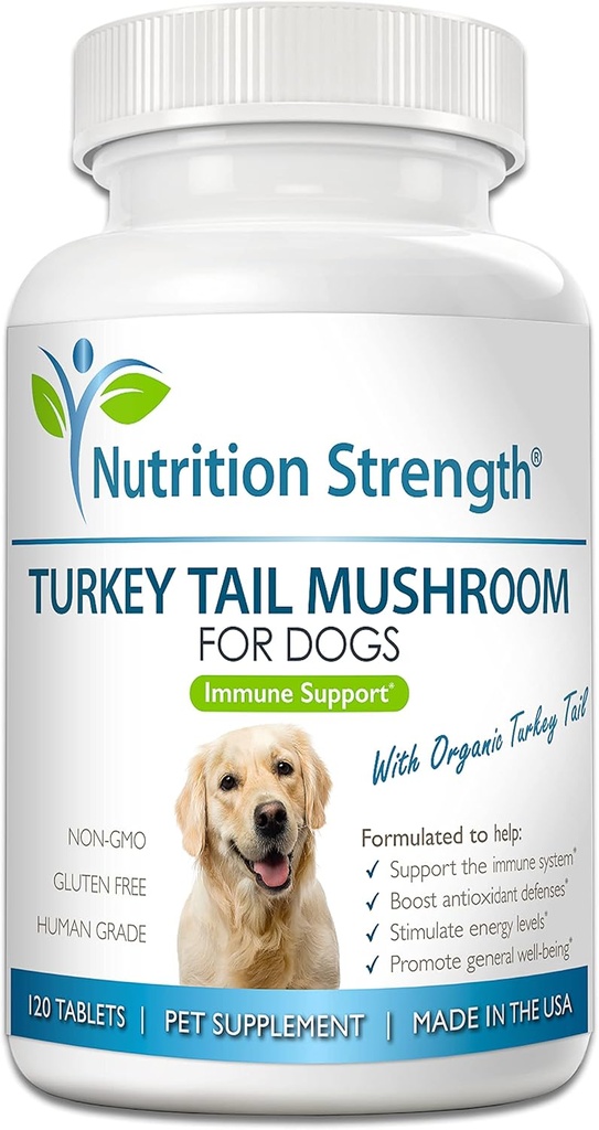 Turkey staart paddo voor honden om een sterk immuunsysteem te ondersteunen, Gut Health, Antioxidant Activity & Inflammatory Relief, Verminder vermoeidheid & Boost uithoudingsvermogen, 120 kauwtabletten te bevorderen