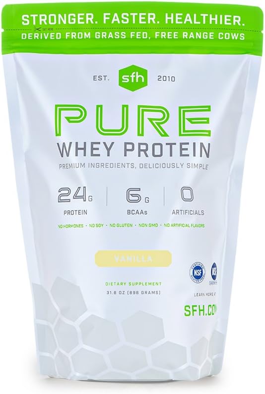 STRONGER FASTER GEZONDHEIDSZORG Vanille Wei Proteïnepoeder, 31,6 OZ