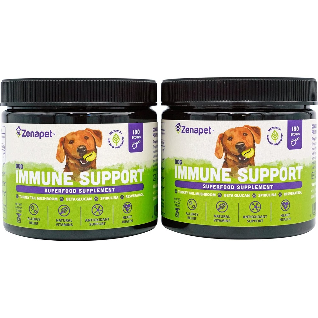 ZENAPET Immune Support Premium Powder Topper, Turkije Tail, Spirulina & Beta-Glucan, Ondersteunt een gezond immuunsysteem & spijsvertering, Human-Grade, Made in USA