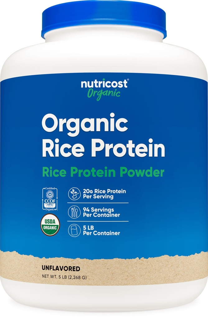 Nutricost Organic Rice Protein Powder (5 LB) - Gluten-Free, GMO-Free (from Brown Rice)
