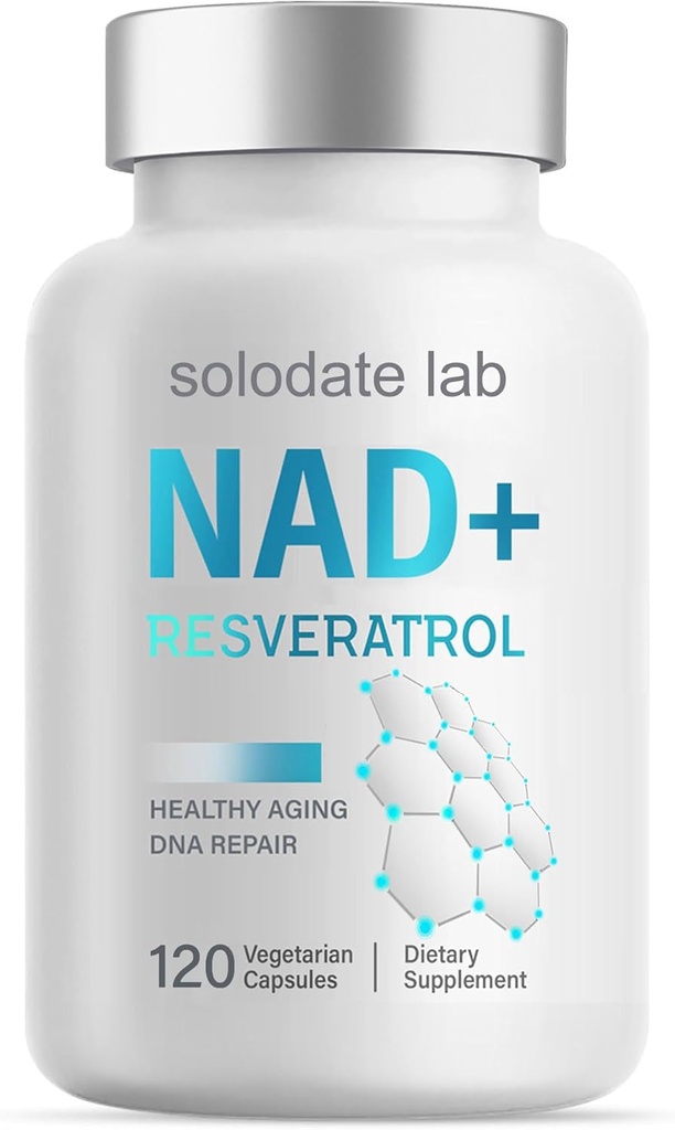 solodaatlab NAD+ Supplement 1000mg, True NAD+ & Resveratrol, 120 Caps
