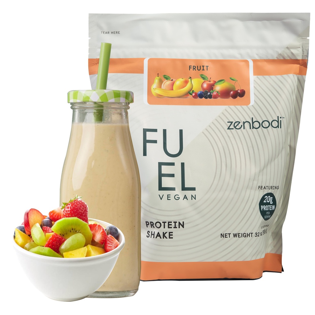 Brandstof Vegan Protein Poeder Fruitsmaak - 21g van eiwit Elke portie, Heerlijke plantaardige blend voor spiergroei, vervaardigd van erwt, met Vegan D3, Geen kunstmatige smaken, Glutenvrije