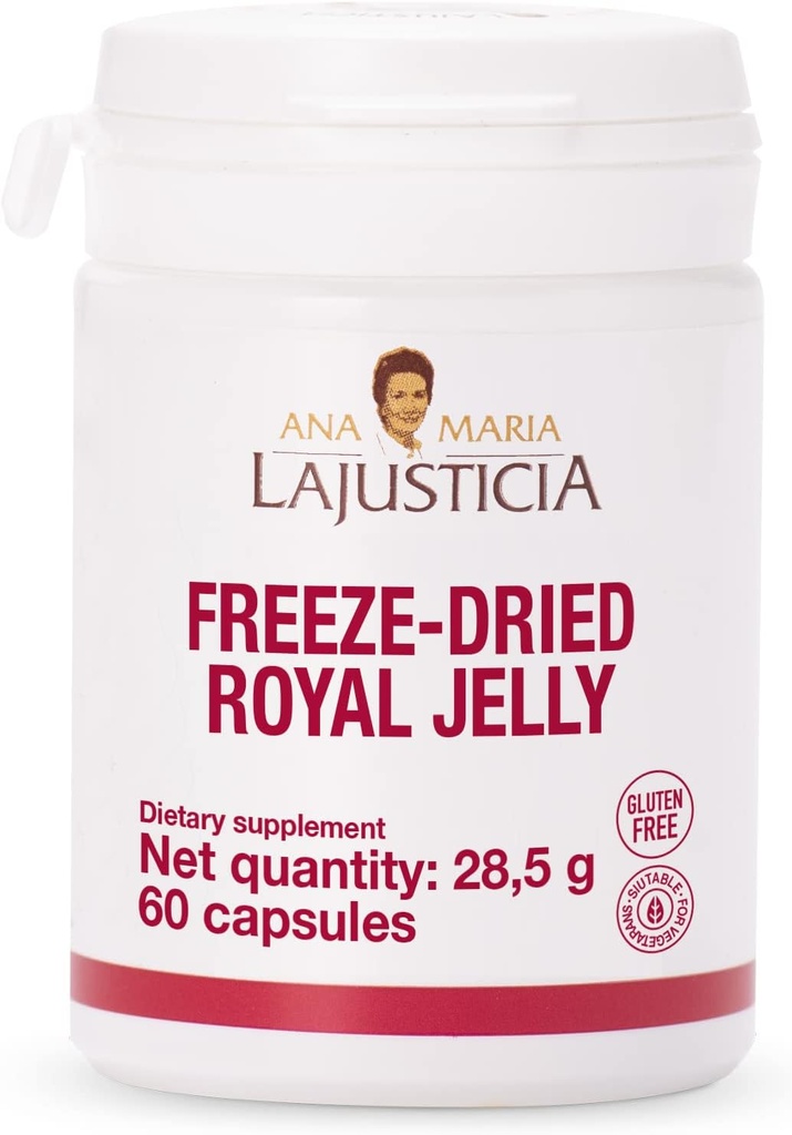 Ana Maria Lajusticia - Freeze-Dried Royal Jelly - 60 dagen behandelingspakket - Rijk aan vitamine B, ijzer, fosfor en calcium - zuivel en glutenvrij. Vegetarisch vriendelijk