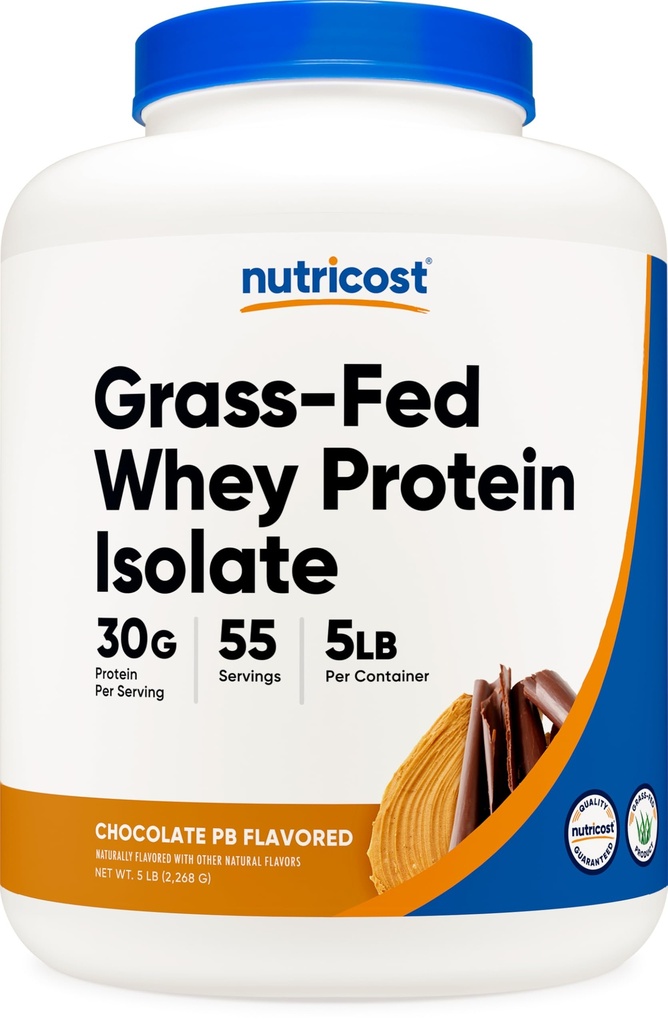 Nutricost Grass-Fed Wei Proteïneisolaat (Chocolaat Pindakaas, 5LBS) - Non-GMO, Glutenvrij