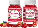 Lunakai Biotine en prenatale bundel - Hair Skin and Nails Growth Supplement met vitamine C en E - Zwangerschap Multivitamine Gummy met ijzer en foliumzuur - 30 dagen levering