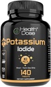 Health Dose Kaliumjodide (KI) - 130mg, 140 tabletten - korte termijn bescherming van de schildklier, Jodium Supplement en schildklier gezondheid ondersteuning. Volle maand voorraad.