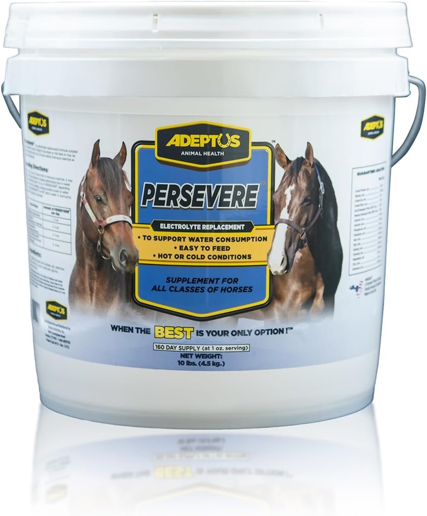 Adeptus Nutrition Persevere Electrolyte Supplement for All Classes of Horses, Supports Hydration, Balanced Formula for Sweat Replacement, Prebiotic Yeast Base, Easy-Feed Powder, 10 Lbs