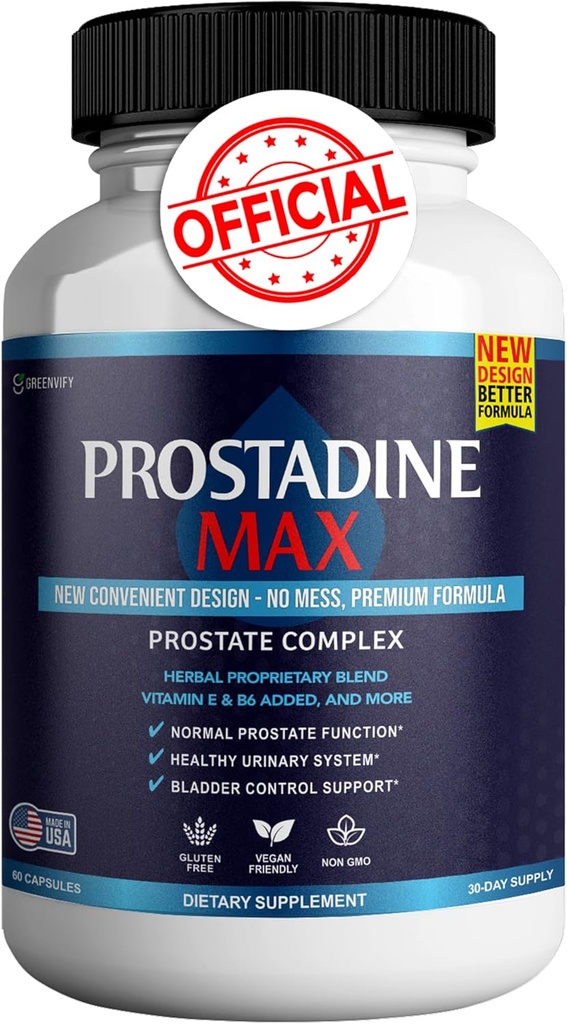 Prostadine Max Prostaat Supplementen voor Mannen Capsules, Gezondheidssupplementen - Maximale sterkte, Alle natuurlijke ondersteuning Normale en gezonde functie, Prosta Vive Reviews (60 capsules)