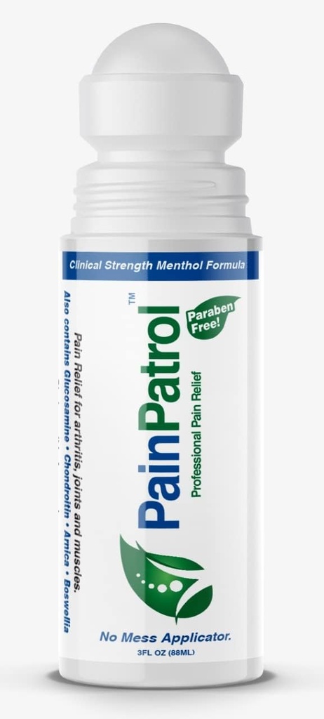 PainPatrol, Pain Relief Gel, Cooling Gel w 8,5% Menthol, 3 oz Roll-on voor spierpijn, gewrichtspijn & rugpijn, Topical Analgetic, Fast Acting, Long Lasting Pain Reliever Cream (3 OZ)