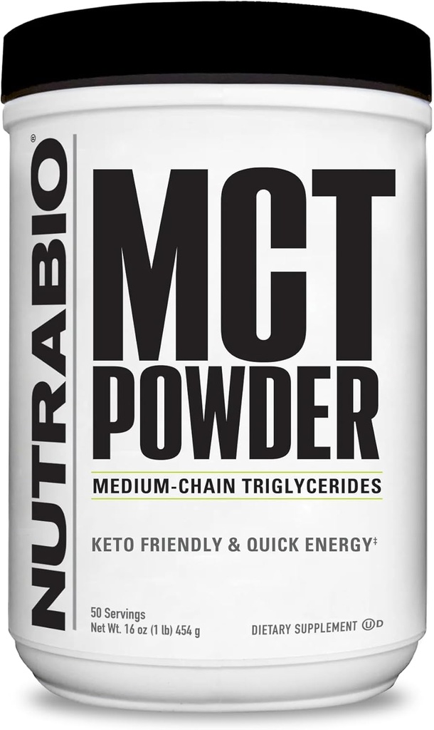NutraBio MCT Poeder, Medium Chain Triglyceriden, Lean Gain, Keto Friendly, 1 lb. Poeder - 50 porties
