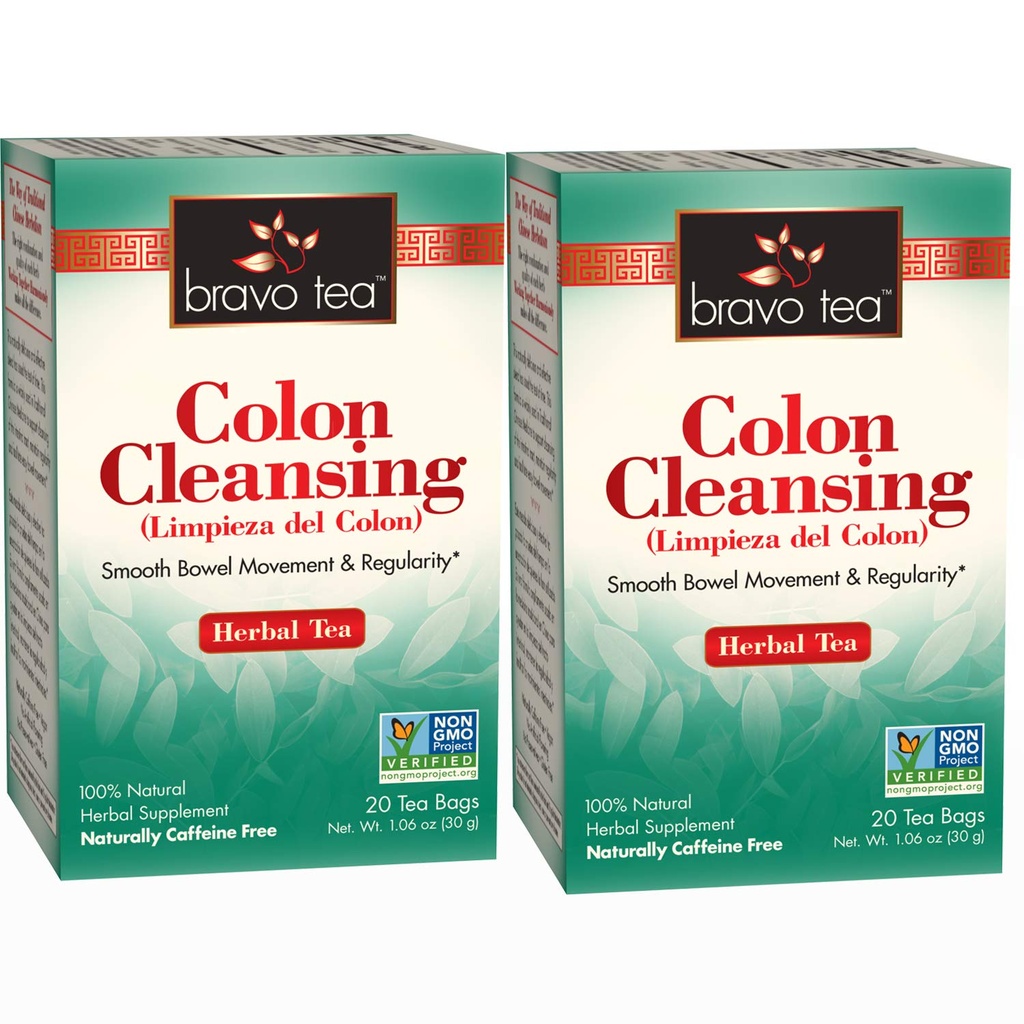 Bravo Tea Colon Reiniging Kruidenthee Cafeïne Gratis, 20 theezakjes, 2 Tellen