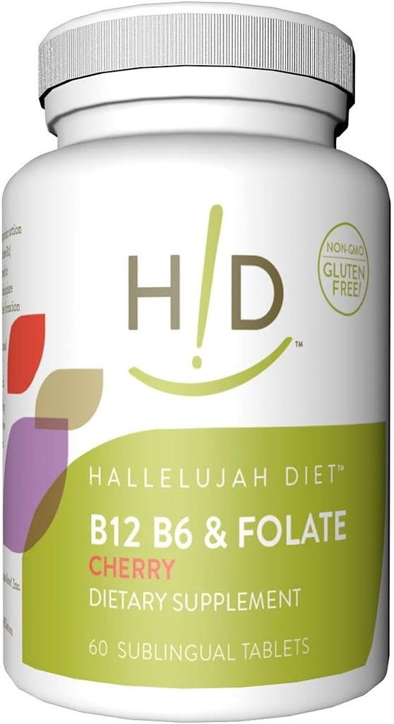 Halleluja Dieet B12, B6 & Folate Dieetsupplementen Cherry Flavored Sublingual Vitaminen (60 tabletten)