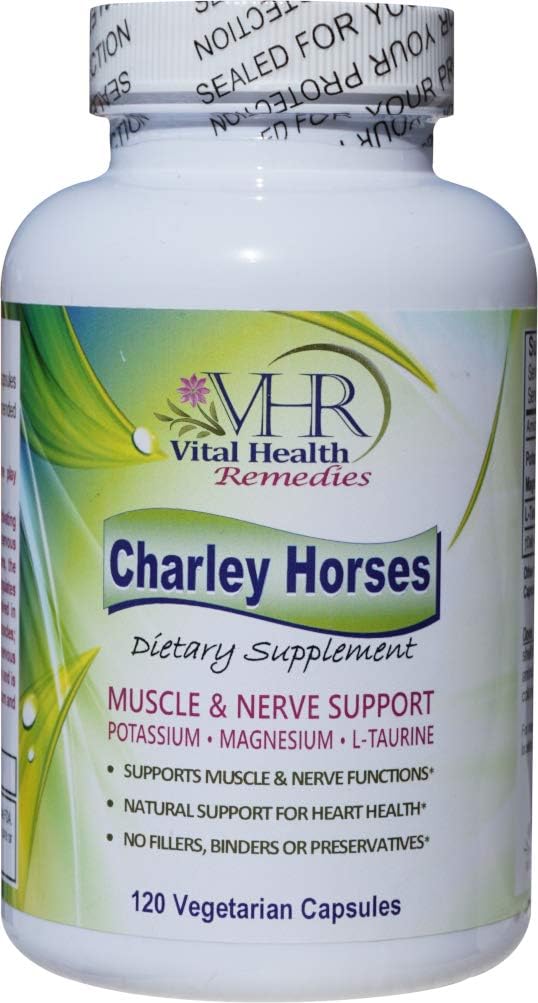 VHR Charley Horses Complete Muscle and nerve Support Conservative-Free Formula met Kalium, Magnesium en L-Taurine. 120 Vegetarische capsules.