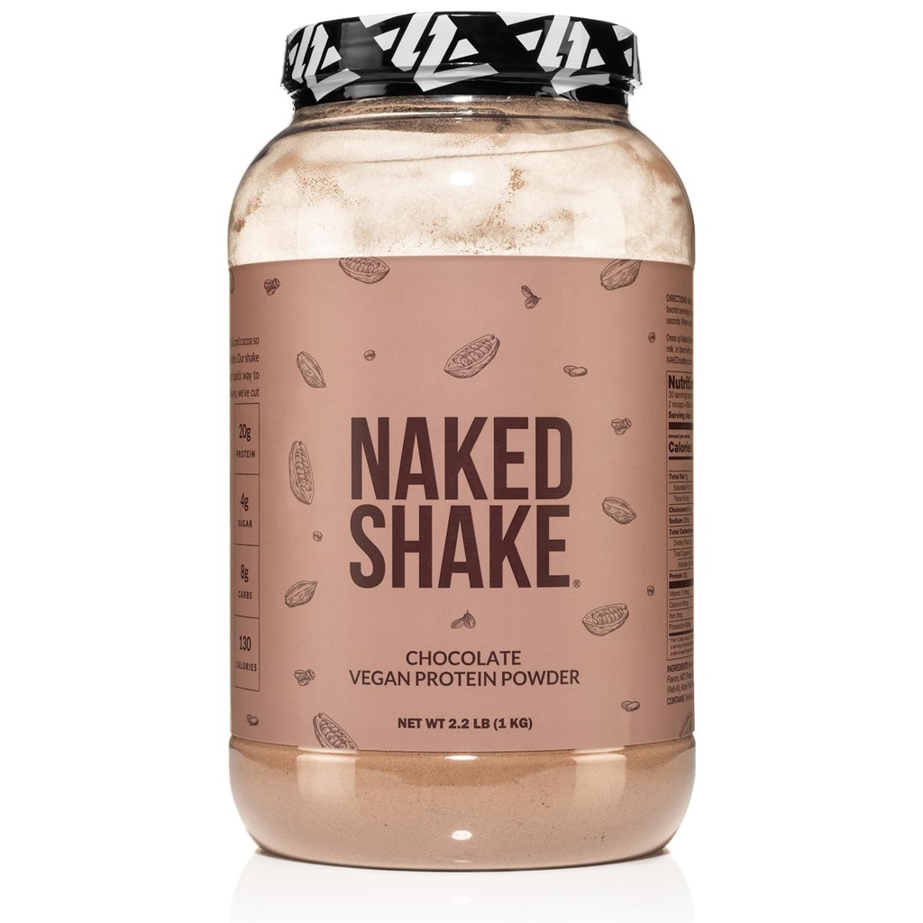 NAKED Shake - Chocolate Protein Powder - Plant Based Protein Shake with Mct Oil, NSF Certified, Gluten-Free, Soy-Free, No Gmos Or Artificial Sweeteners - 30 Servings
