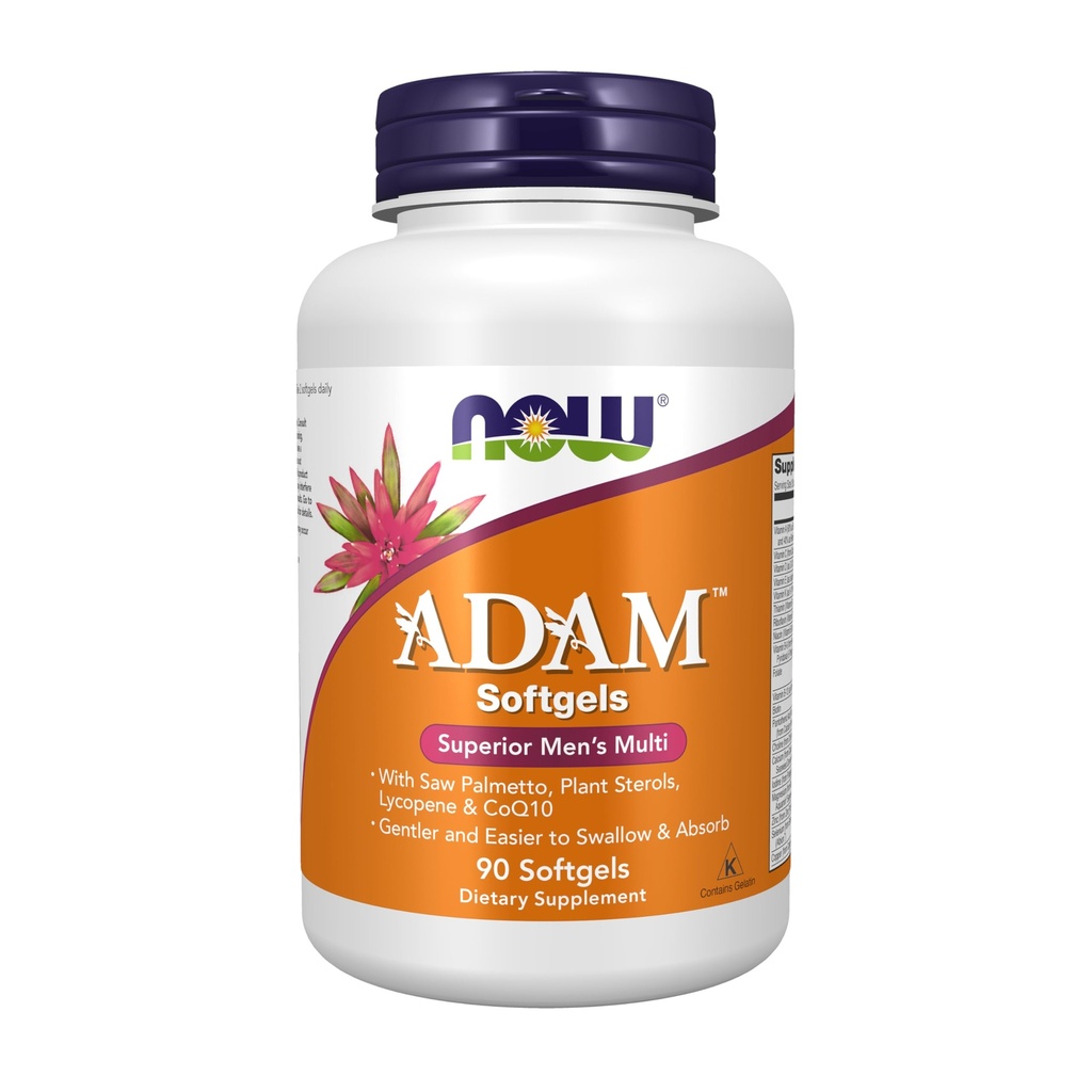 NOW Supplementen, ADAMTM Mannen Multivitamine met Saw Palmetto, Plant Sterols, Lycopeen & CoQ10, 90 Softgels