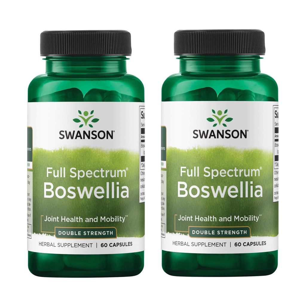 Swanson dubbele sterkte Boswellia-Herbal supplement Promoting Joint Support-Ayurvedic Herb voor gezamenlijke flexibiliteit en mobiliteit Support-made w/Boswellia Serrata Resin-(60 Capsules, 800mg Each) 2 Pack