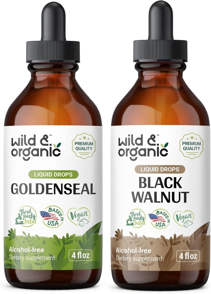 Wild & Organic Goldenseal Tinctuur 4 fl oz & Black Walnut Tinctuur 4 fl oz