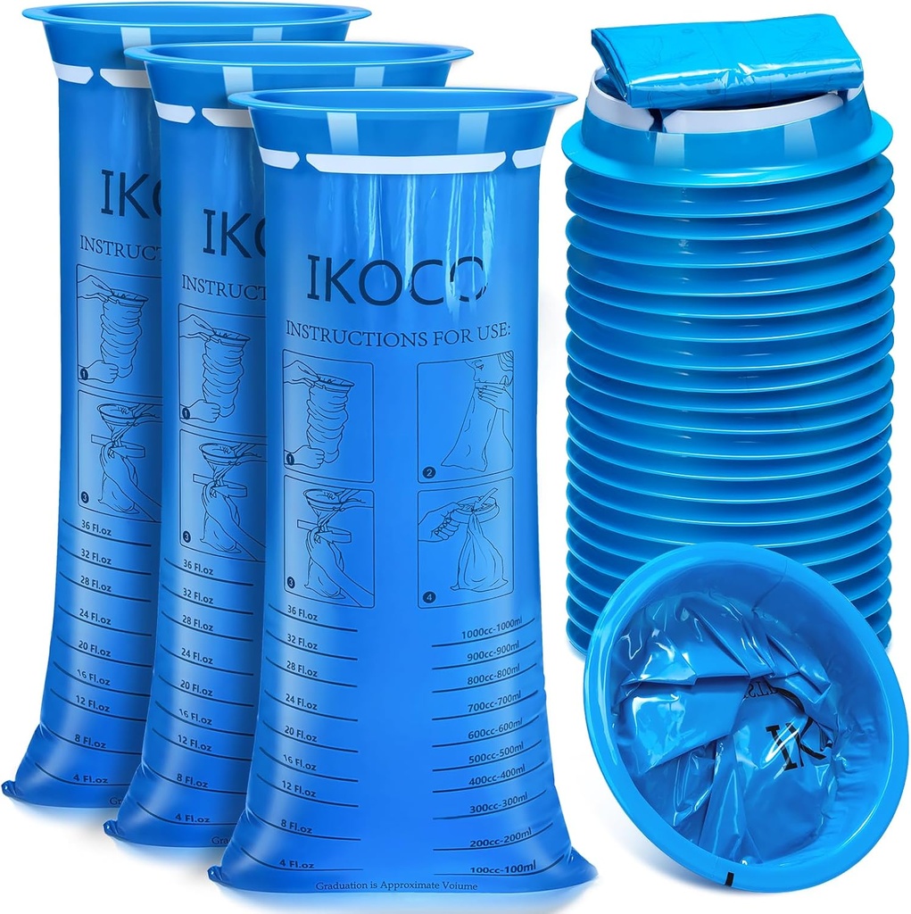 26 Pack Kots zakken wegwerpbaar, IKOCO1000ml Leak Resistant Emesis Gooi op zak, Motion Barf Kots ziektezakken voor reizen, misselijkheid en auto