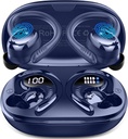 Draadloze oordopjes Sport, 2025 Bluetooth 5.4 Hoofdtelefoons met oorhaakjes, 50H Stereo Deep Bass Over Ear Buds met 4 ENC Noise Canceling Mics, IP7 waterdichte oortelefoons voor hardloopgym -Blue