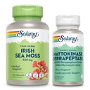 SOLARAY Irish Sea Moss 500mg en Nattokinase Serrapeptase Supplement - Wellness Bundle met natuurlijk voorkomende vitamines, mineralen - Gut Health, Sinus, Heart Health Support, 60-dagen garantie, 100/30ct