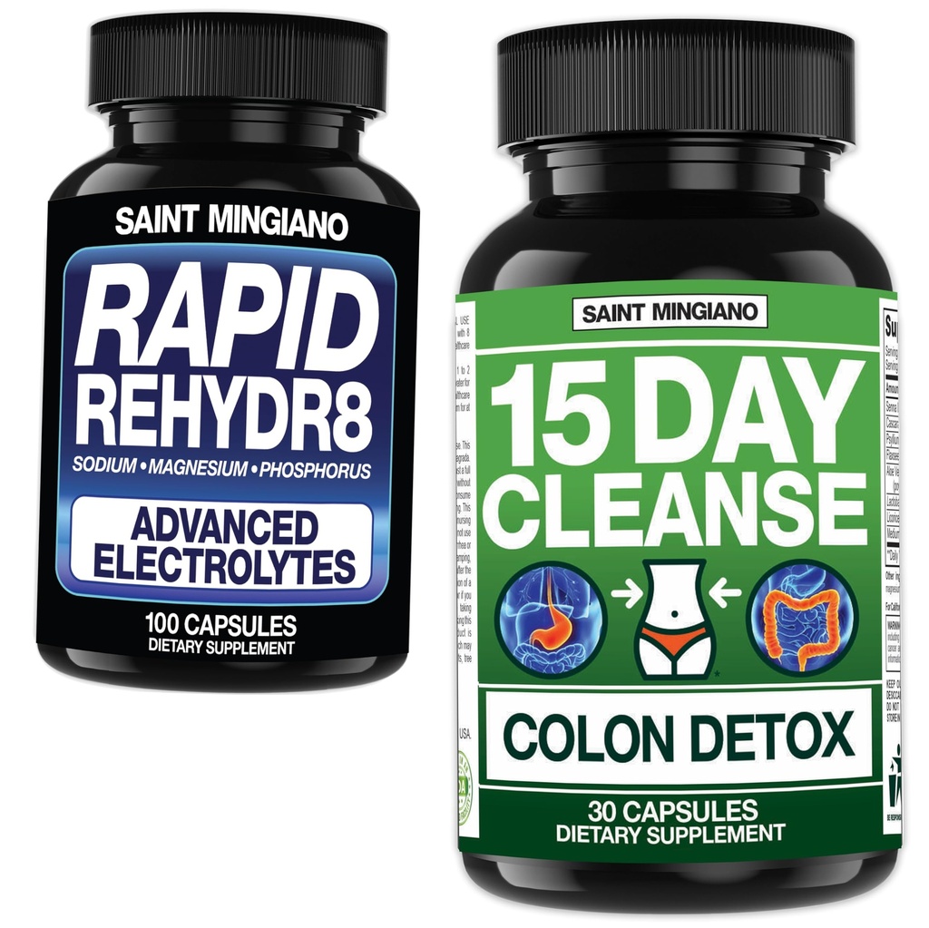 15 dagen Reinigen van de Colon Detox met natuurlijke Laxative - met - Snelle Rehydr8 Electrolyte Supplementen Preventie van krampen en ondersteunt spier endurance en herstel - 100 capsules