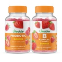 Levensbaar Probiotic 2 Miljard CFU + B Complex, Gummies Bundle - Grote Proeverij, Vitamine Supplement, Glutenvrij, GGO-vrij, Kauwgom