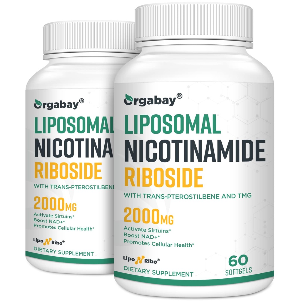 Orgabay Liposomale Nicotinamide Riboside 2000 MG met TMG en Pterostilbene, Boosting NAD+, Support Healthy Aging, 120 Tel.