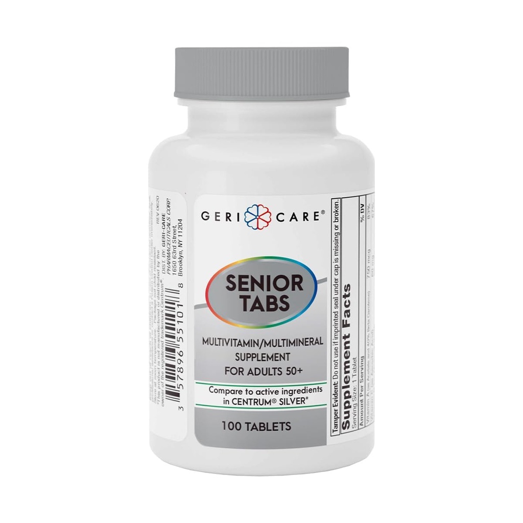GeriCare Senior Tab 50+ Multivitamin and Minerals Tablets - Immune Support - Age-Defying Nutrition, 100 Count (Pack of 1)