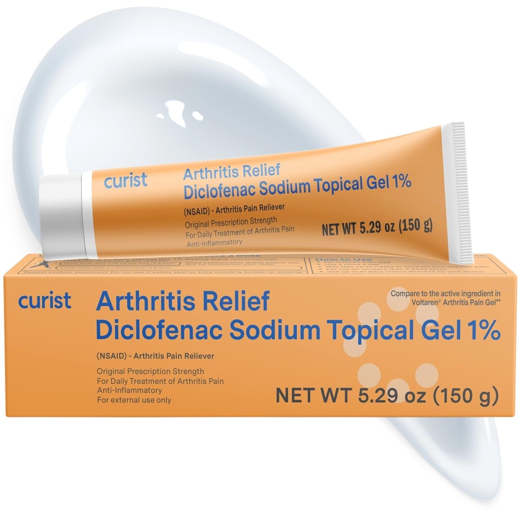 Curist Diclofenac Natrium Topische Gel 1 Procent 150g voor Artritis Pijn - Gezamenlijke pijnverlichting voor hand-/voetpijn, knie-/elleboogpijn & enkelpijn - 1% - 5,29oz