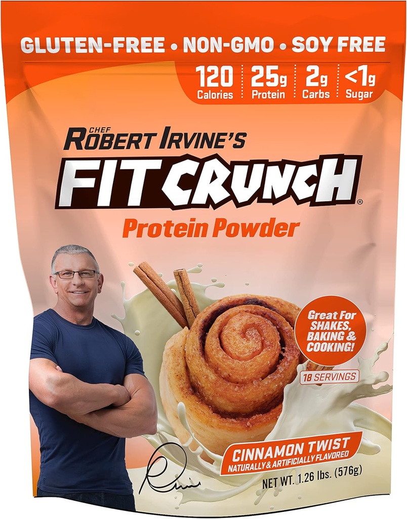 Fit Crunch Tri-Blend Wei Proteïne, Keto Vriendelijk, Lage Calorieën, Hoge Proteïne, Glutenvrij, Sojavrij (18 Servers, Kaneel Twist)