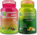 supplementen STUDIO Antioxidant, Cellular & Immune Support Bundle - Vrouwen Dagelijks Multivitamine 50+ met Biologische Superfoods + Liposomale Glutathion 500mg - Vegan, Non-GMO, Clean Label