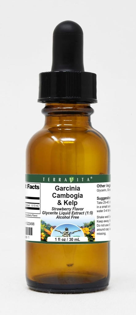 Garcinia Cambogia & Kelp Glycerite Liquid Extract (1:5) - Aardbei Gearomatiseerd (1 oz, ZIN: 522498) - 3 Pack