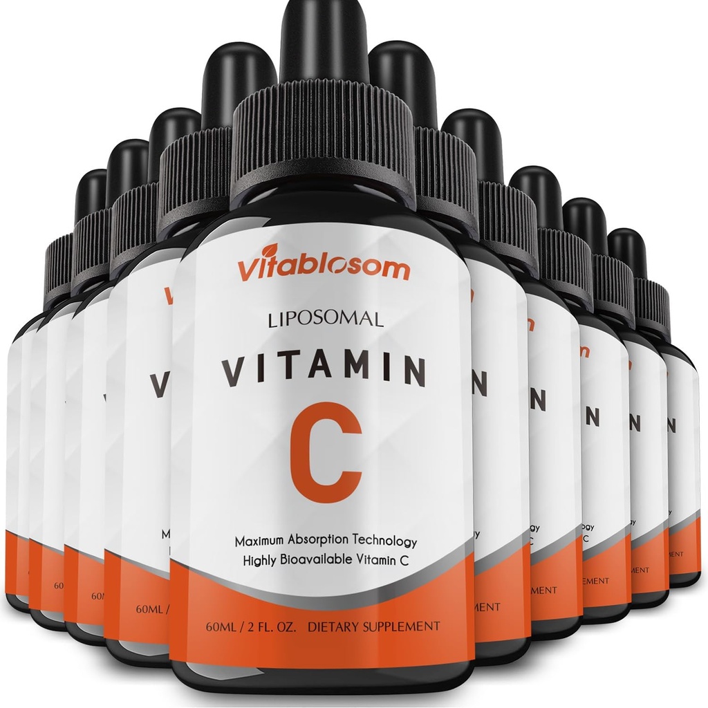 Liposomale vitamine C 2000mg Liquid for Adults, High Absorptie VIT C, Maximize Vitamine C, Good for Immuun System & Antioxidant, 60ML (10 Flessen)