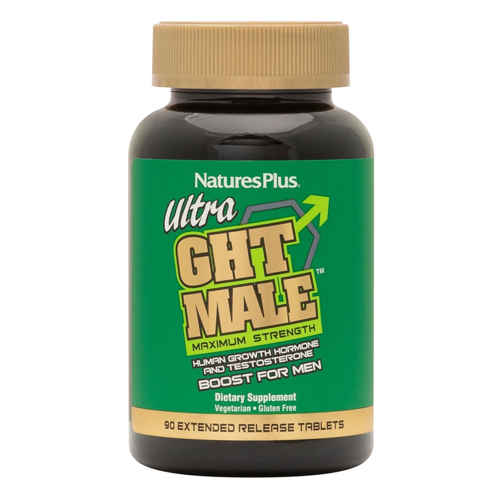 NaturesPlus Ultra GHT Man Uitgebreide Release Bilayer tabletten - 90 Vegetarische Supplementen - Maximale sterkte Natuurlijke Testosteron & Human Growth Hormone Boost- Gluten-Free - 30 porties