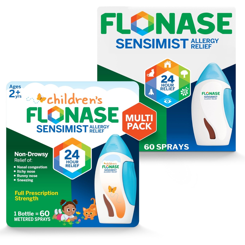 Flonase Sensimist Allergy Relief Nasal Spray for Adults and Kids - 120 Sprays Total (2 Bottles of 60 Sprays Each)