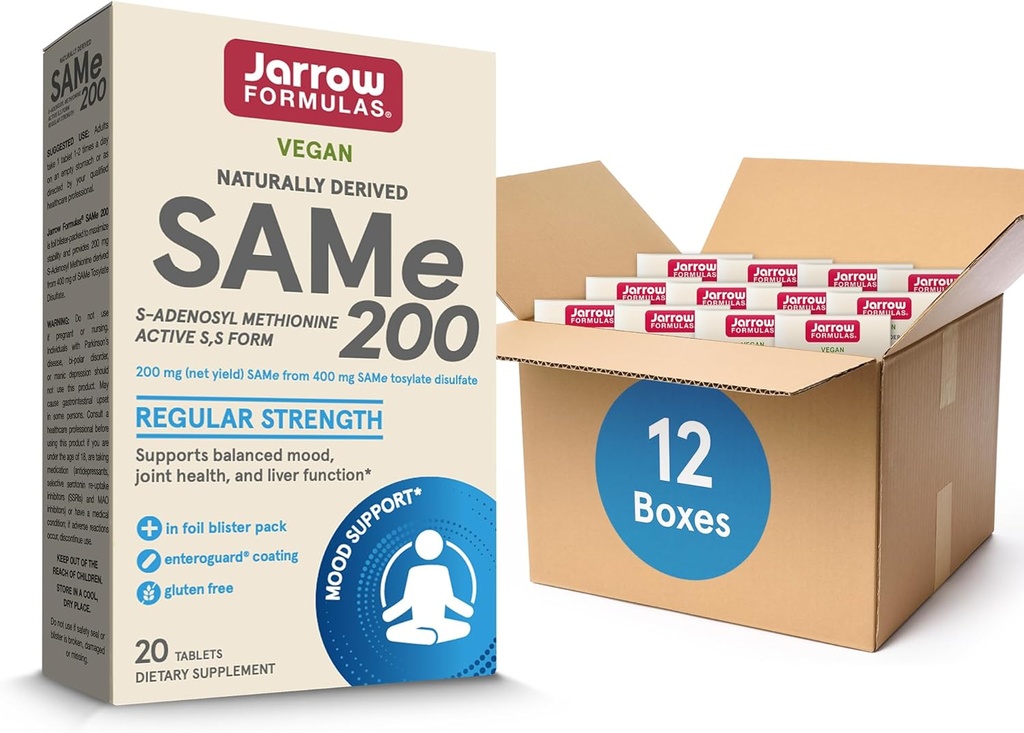 Jarrow Formules Zelfde 200 mg, Ondersteunt Joint Health, Leverfunctie, Hersenmetabolisme, 20 tabletten, Tot een 20-daagse levering (verpakking van 12)