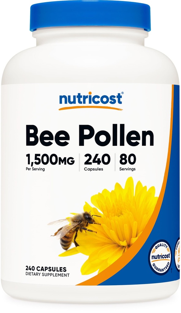 Nutricost Bee Pollen (240 capsules, 80 porties) (1.500MG per portie) - Non-GMO, GMP Compliant