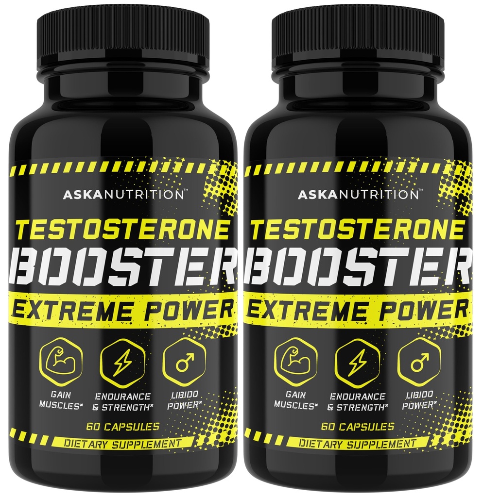 Testosterone Booster for Men - Male Enhancing Supplement - Supports Fast Acting Blood Flow - Helps Improve Muscle Growth, Strength, Energy & Endurance - Workout & General Wellness Pills - 2 Pack