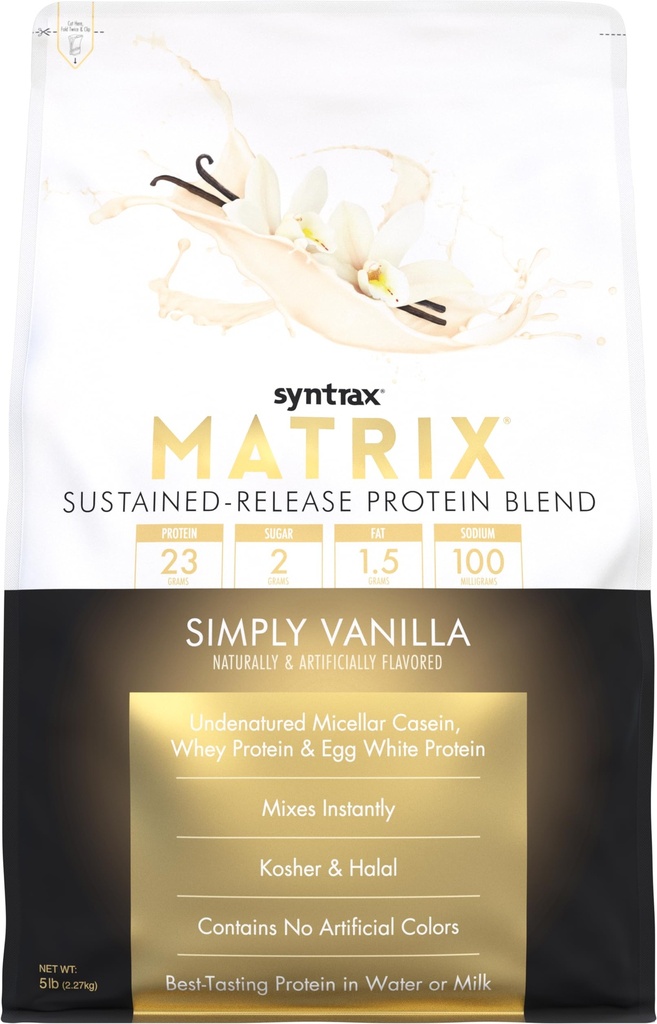Syntrax Nutrition Matrix - Sustained-Release Protein Blend, Simply Vanilla 5 lbs.