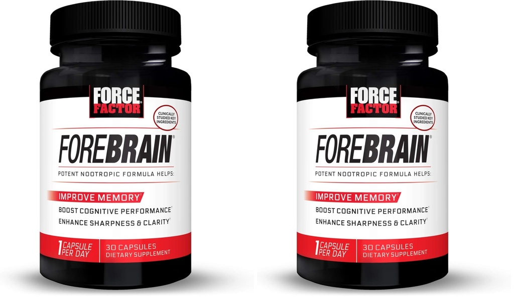 Forebrain Nootrope Brain Supplement om het geheugen te verbeteren, Boost Focus, verhogen van de geestelijke energie, en ondersteuning van de gezondheid van het brein met cafeïne, Bacopa, en Huperzine A, krachtfactor, 30 capsules (pakket van 2)