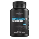 Livingood Daily Omega 3 6 9 Plus Turmeric Curcumin Supplement, 60 Softgels - Fish Oil Omega 3 Supplementen (EPA & DHA) voor mannen en vrouwen - Hersenen, Joint, Heart Health en Metabolisme - Made in USA
