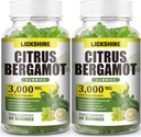 2 Pack 3000MG Citrus Bergamot Gummies - Citrus Bergamot Extract Cholesterol verlagen supplement voor Immune Support Anti-Aging, Hight Cholesterol Sugar-Free Vegan Lime Flavor 120 Cts